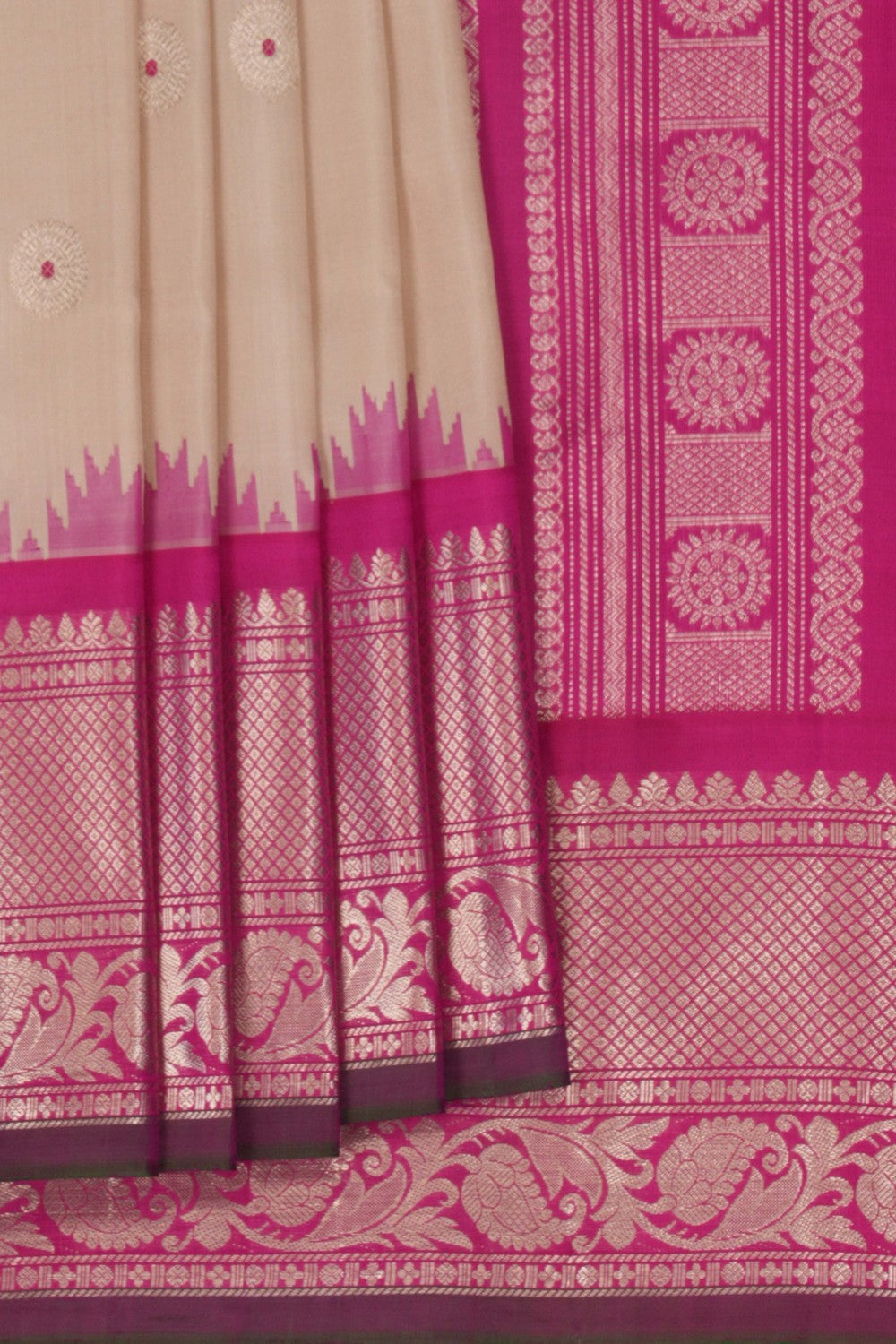Image of Gadwal Silk Off-White Saree